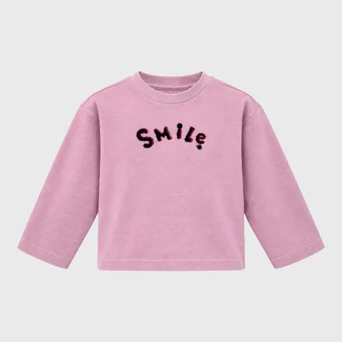 Розовая толстовка с надписью SMILE