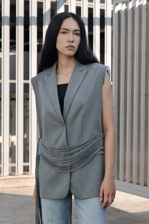Lyra Fringed Waistcoat — Gray