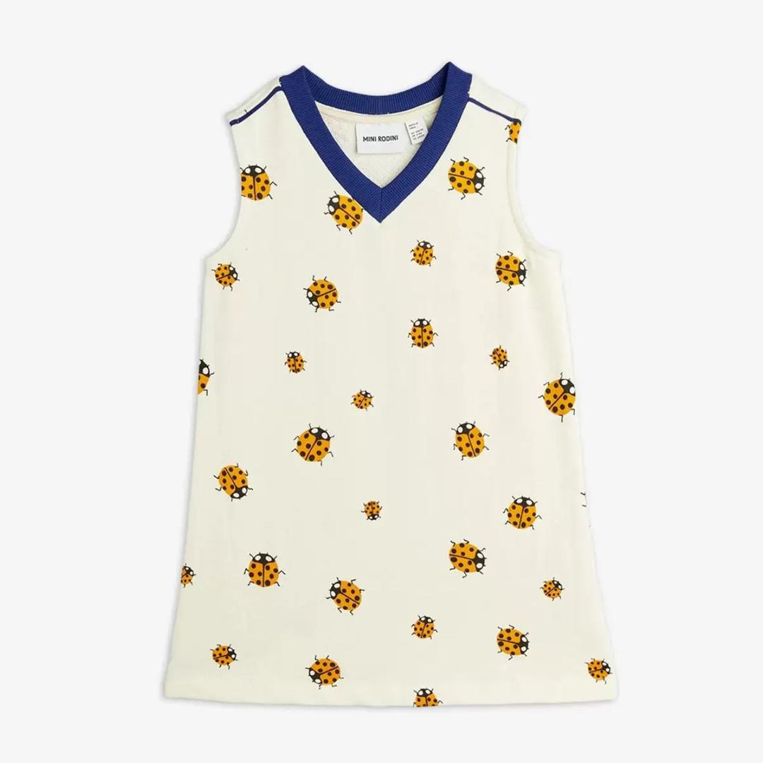 Платье белое с божьими коровками Mini Rodini