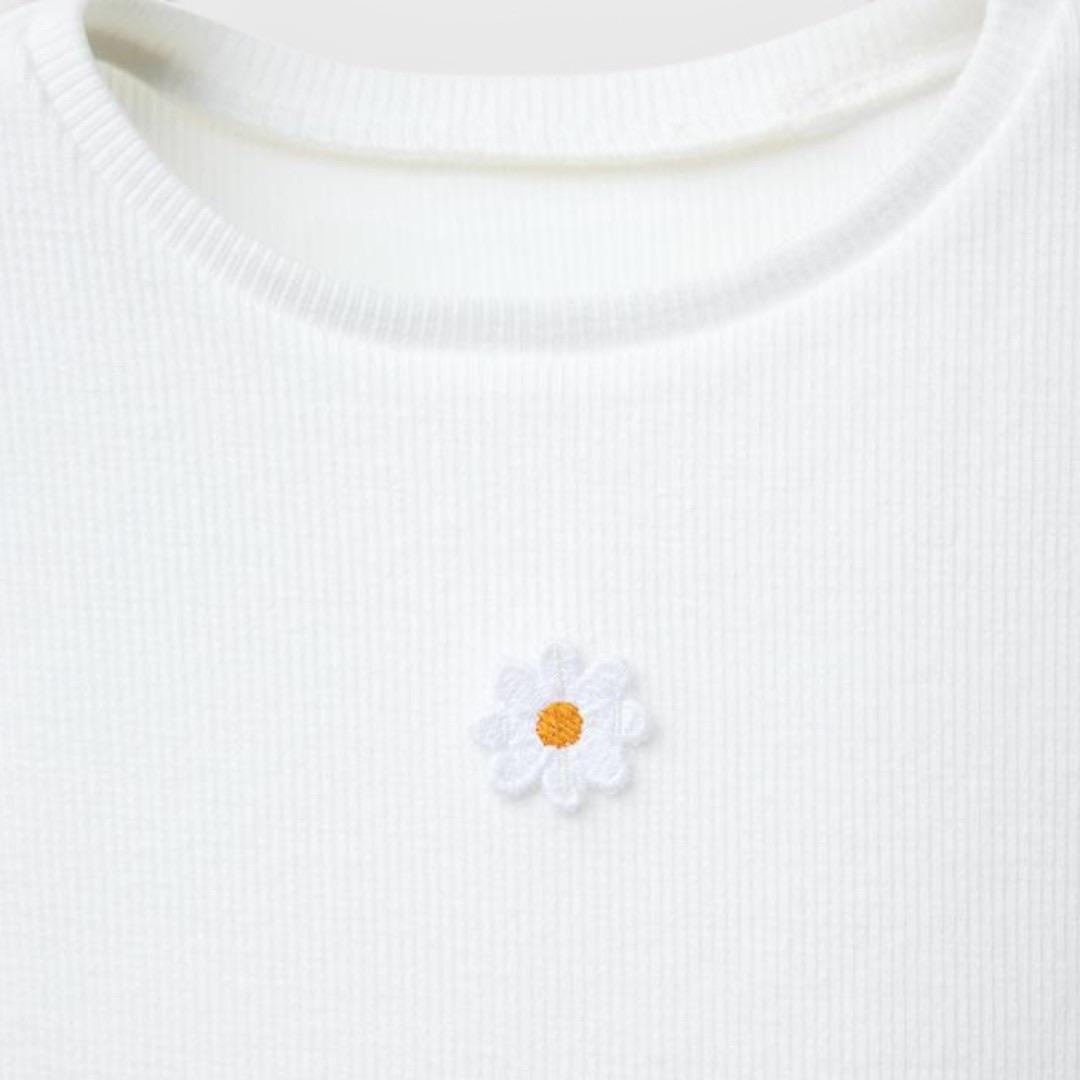 Белая футболка с вышивкой ромашки ZARA