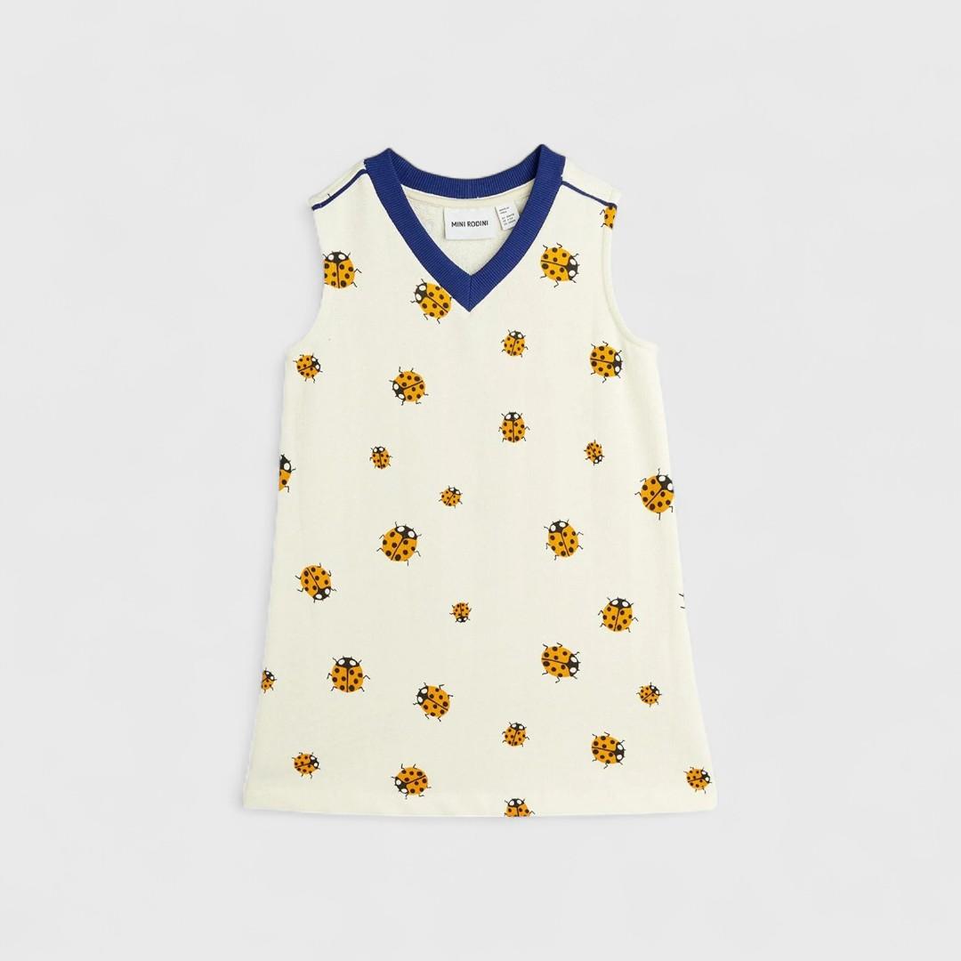 Платье белое с божьими коровками Mini Rodini