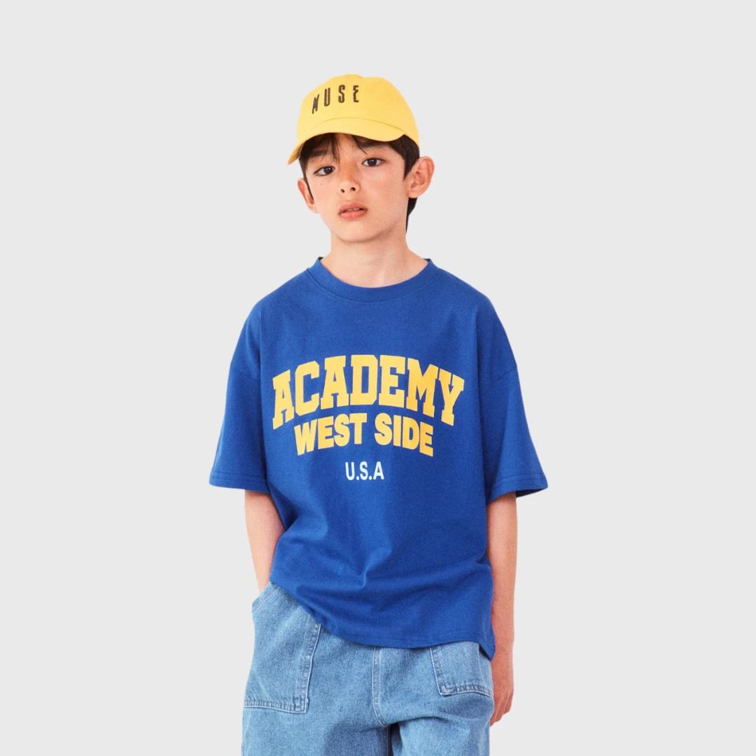 Синяя футболка с принтом Academy