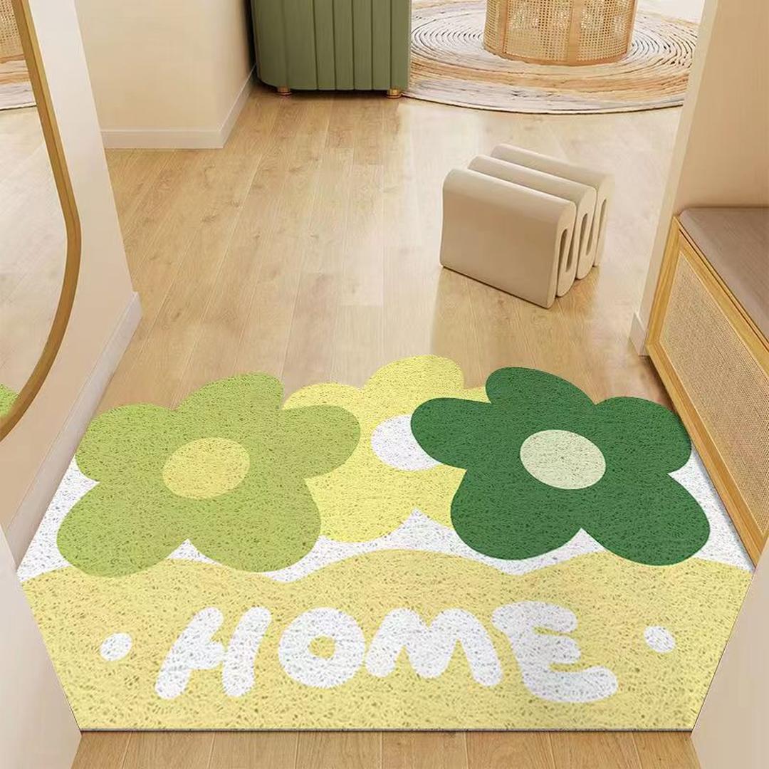 Коврик зеленый с цветами HOME