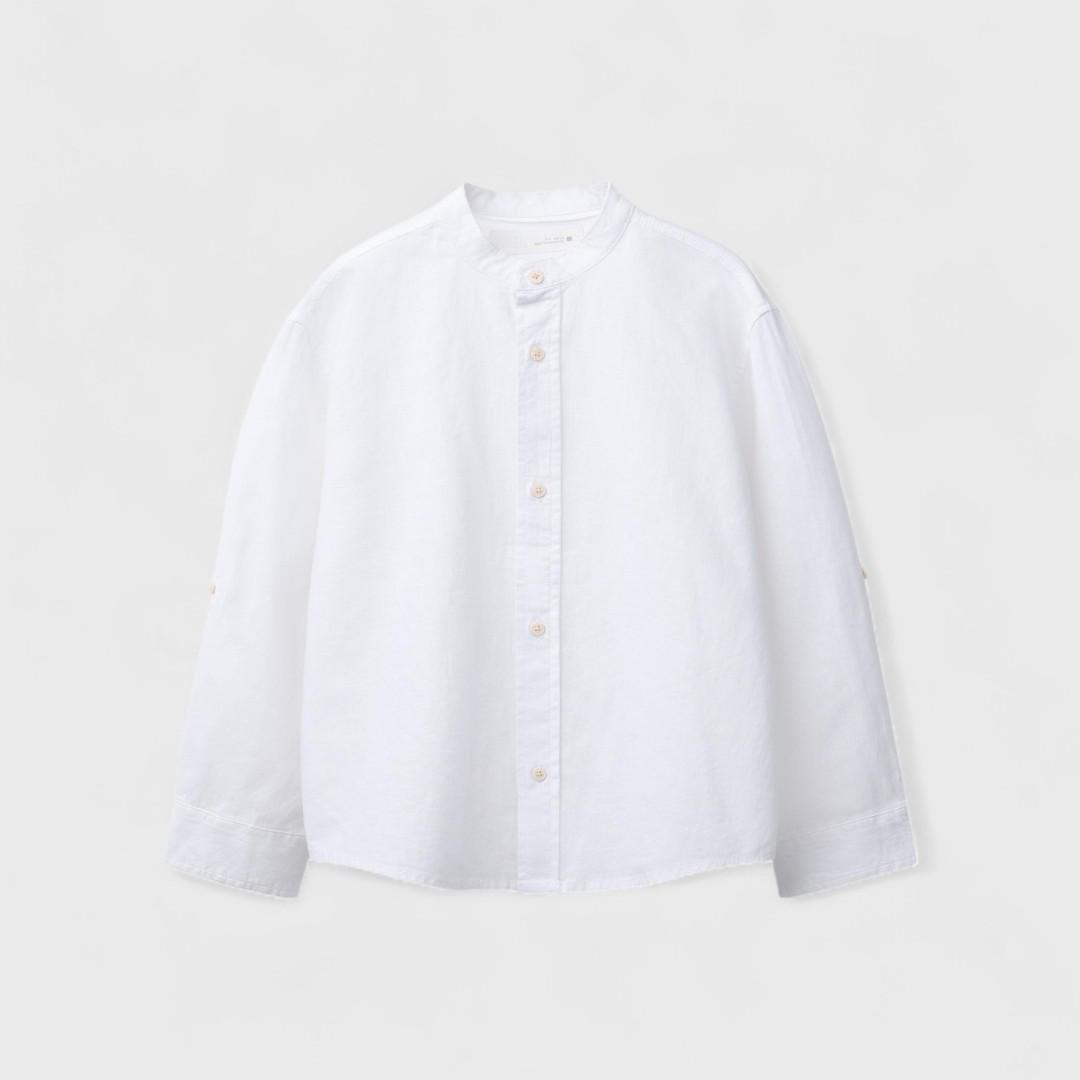 Zara Белая рубашка из легкого льна