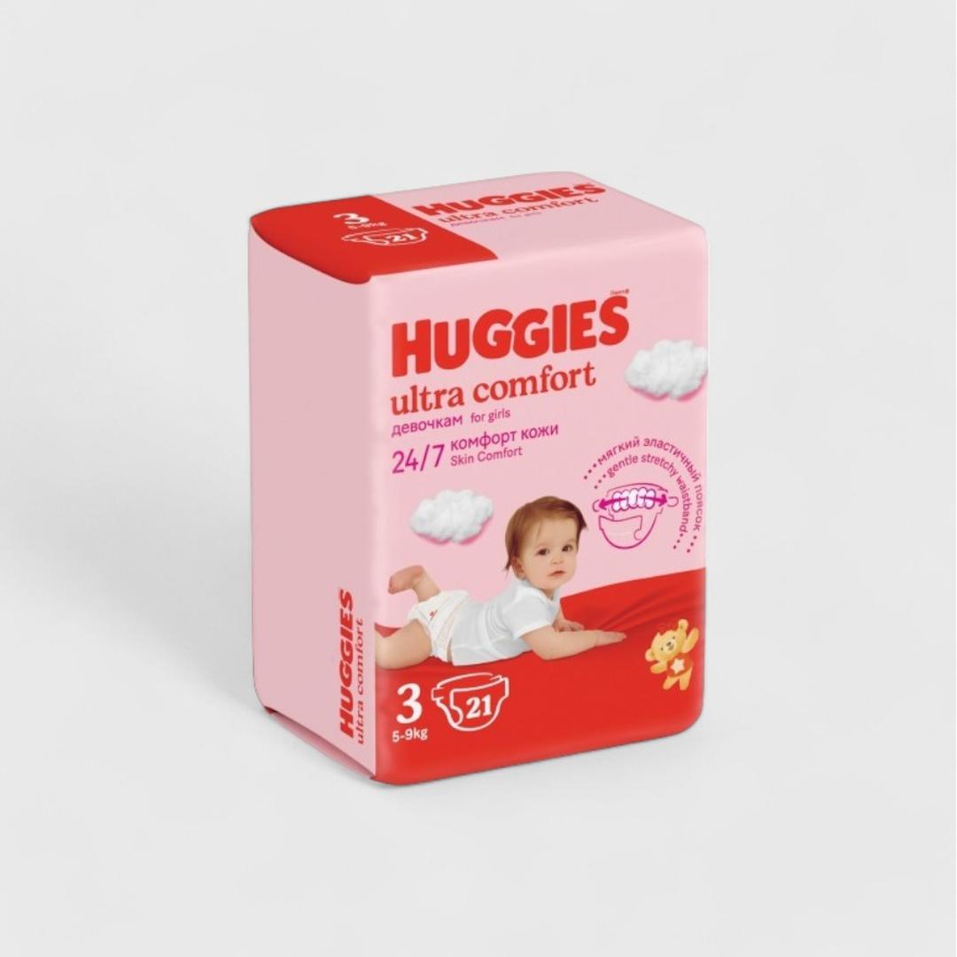 Huggies Розовые подгузники Ultra Comfort (3) для Девочек 21шт