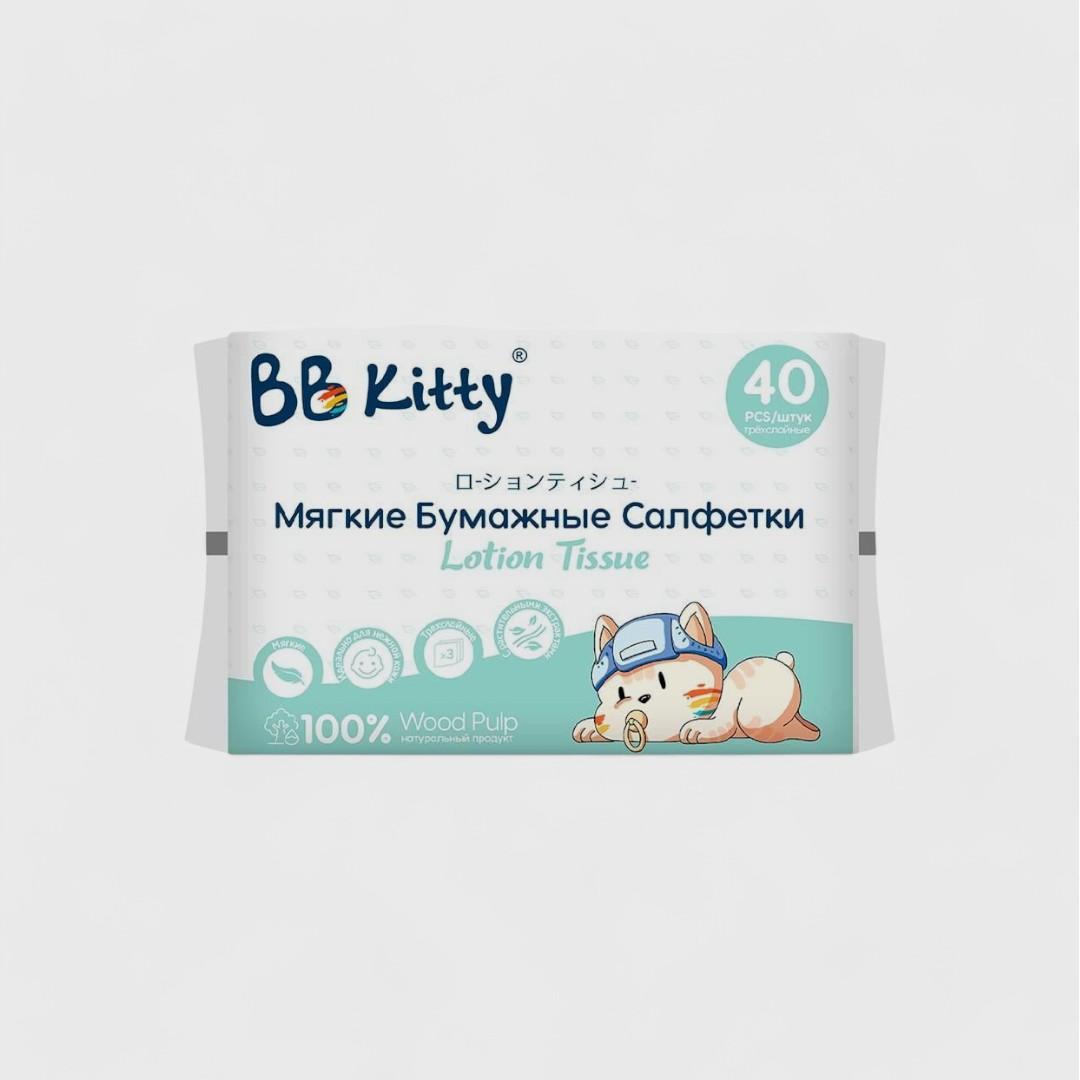 BB Kitty бумажные салфетки с лосьоном, 40 шт