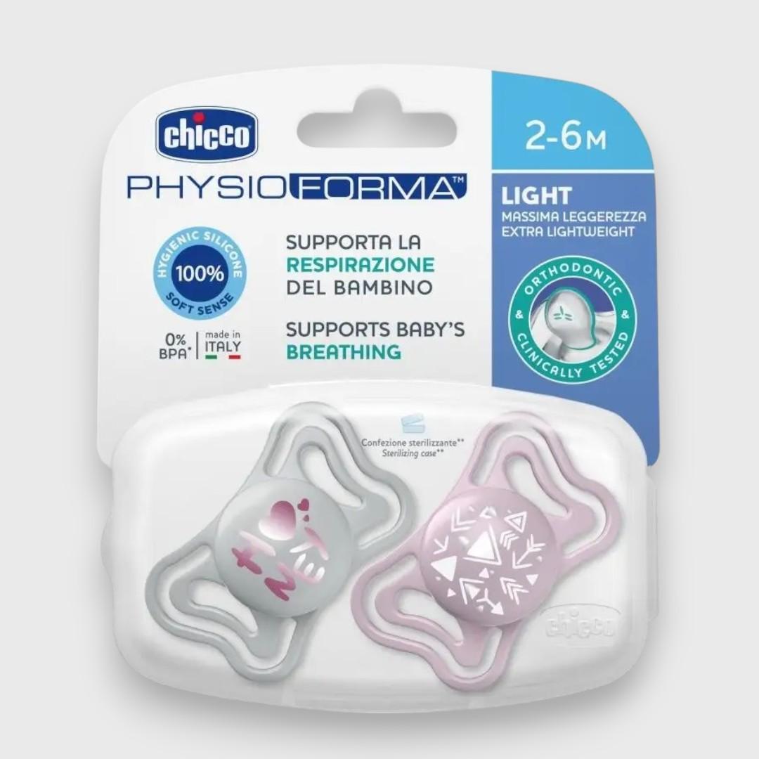 Chicco Пустышка Physio Light, силикон, 2-6 мес., 2 шт.