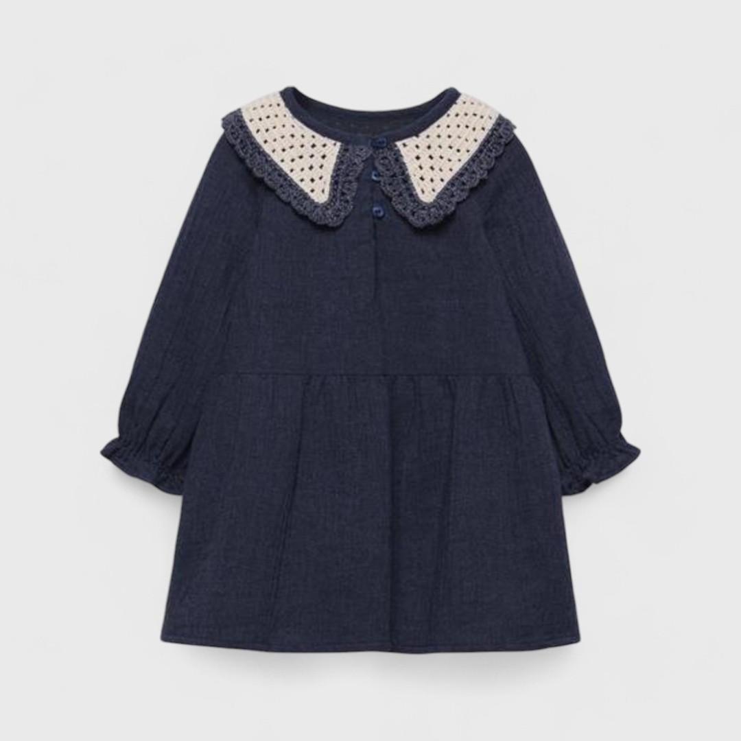 Zara темное платье с кружевными деталями