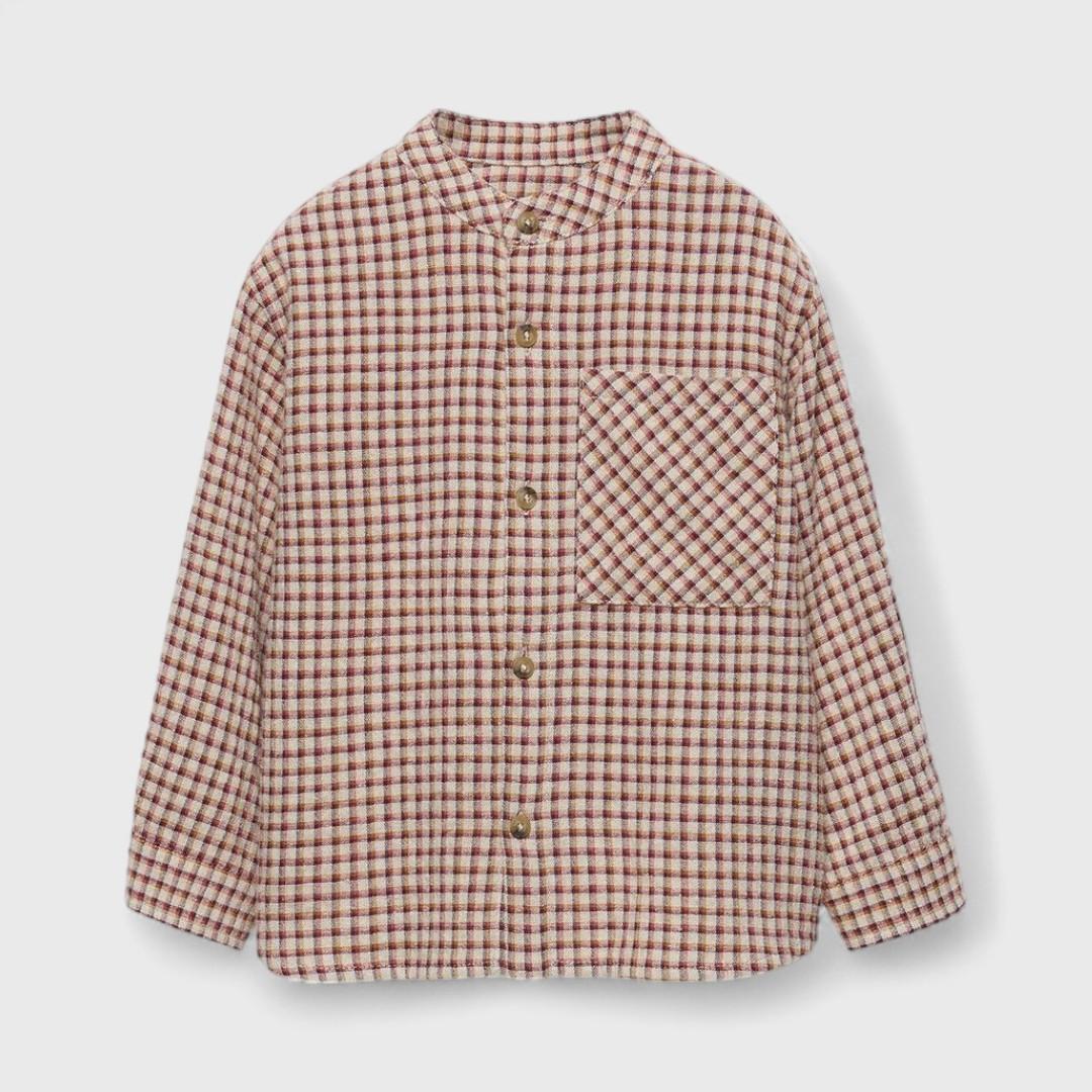 Zara клетчатая рубашка в бордово-бежевых тонах