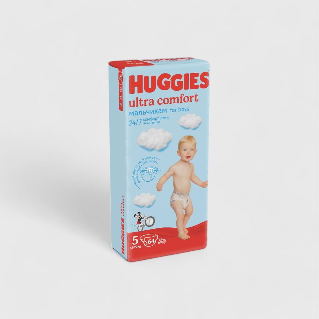 Huggies Ultra Comfort белые подгузники (5) для мальчиков 64шт