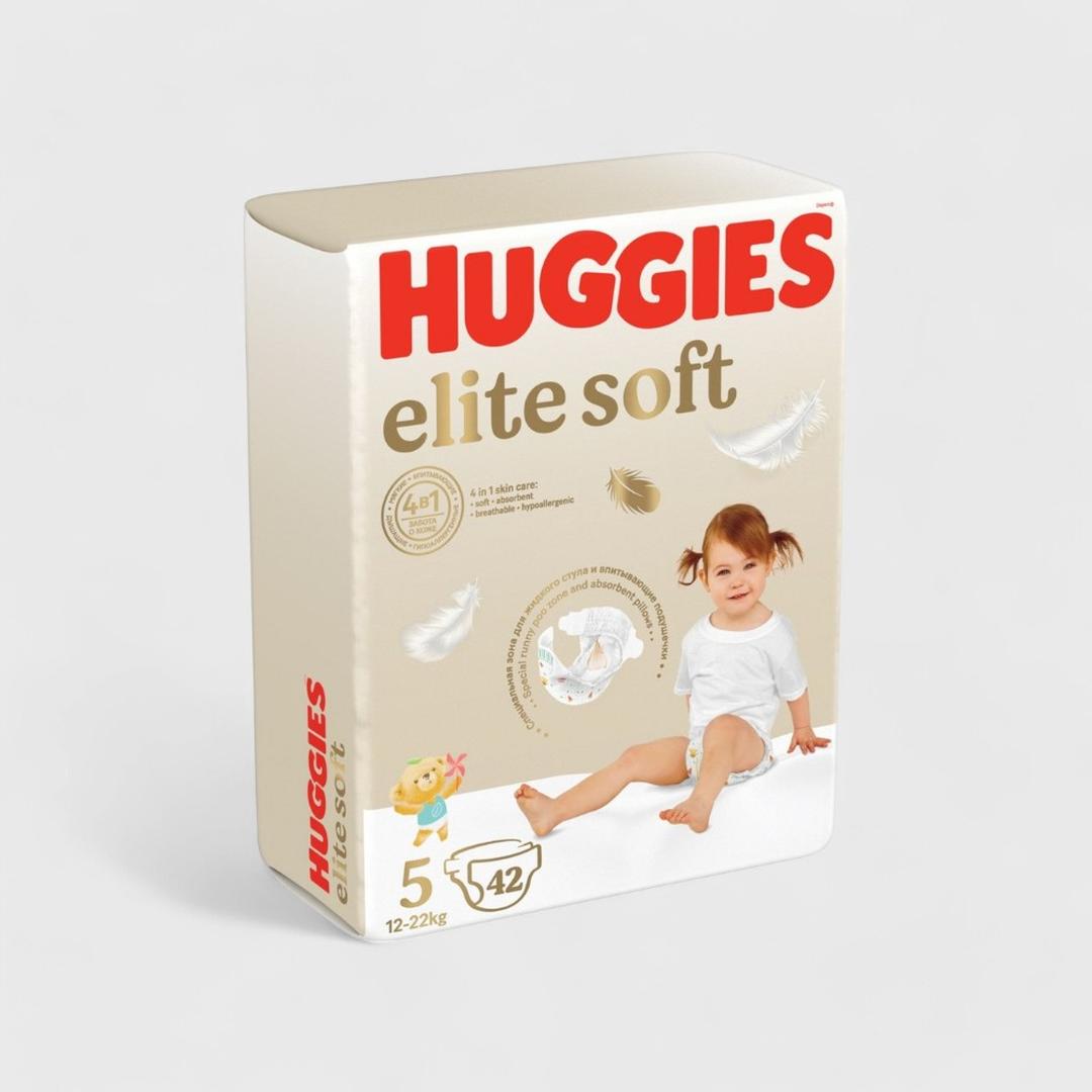 Huggies elite soft подгузники (5) 12-22кг, 42шт