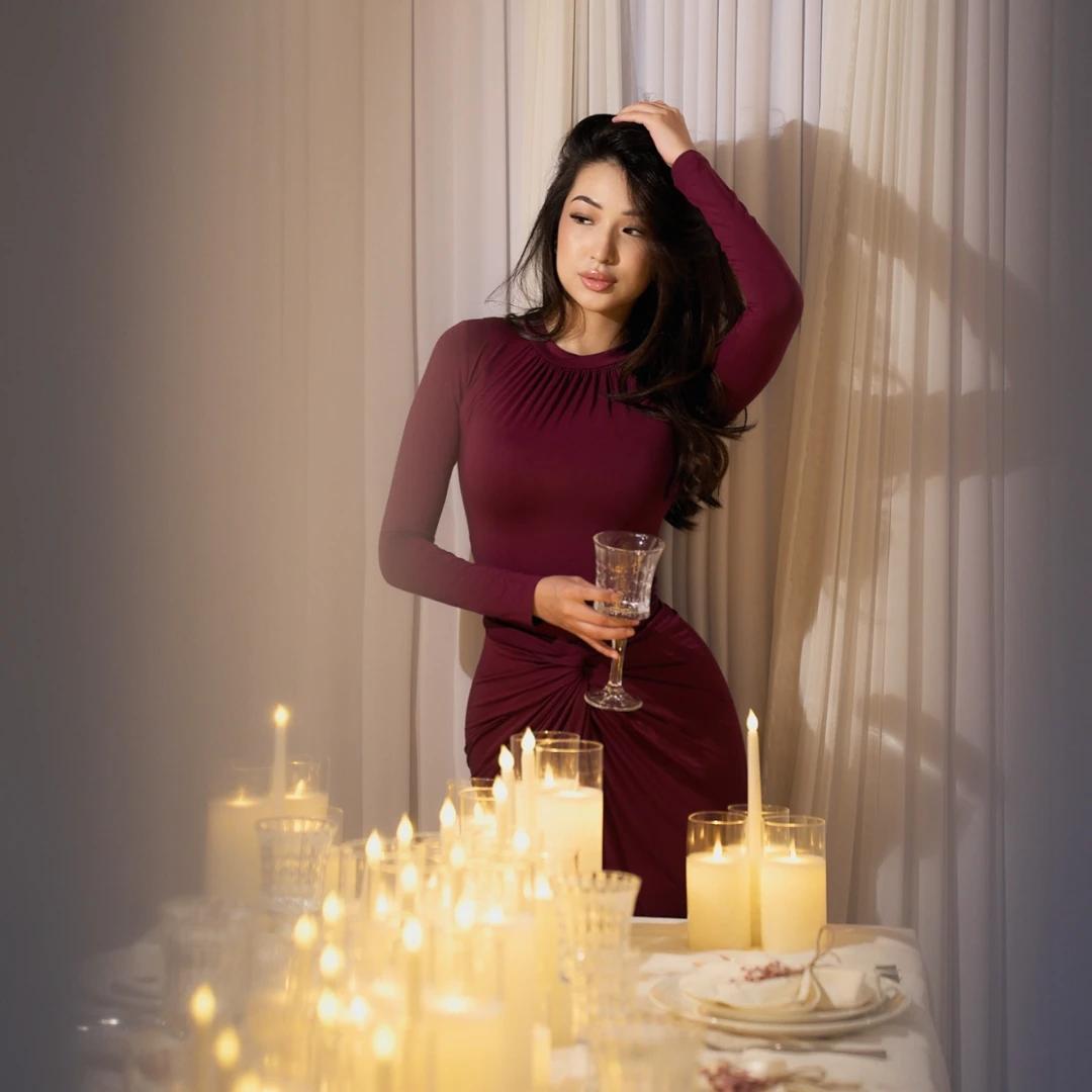 Yasmine платье в цвете бордо