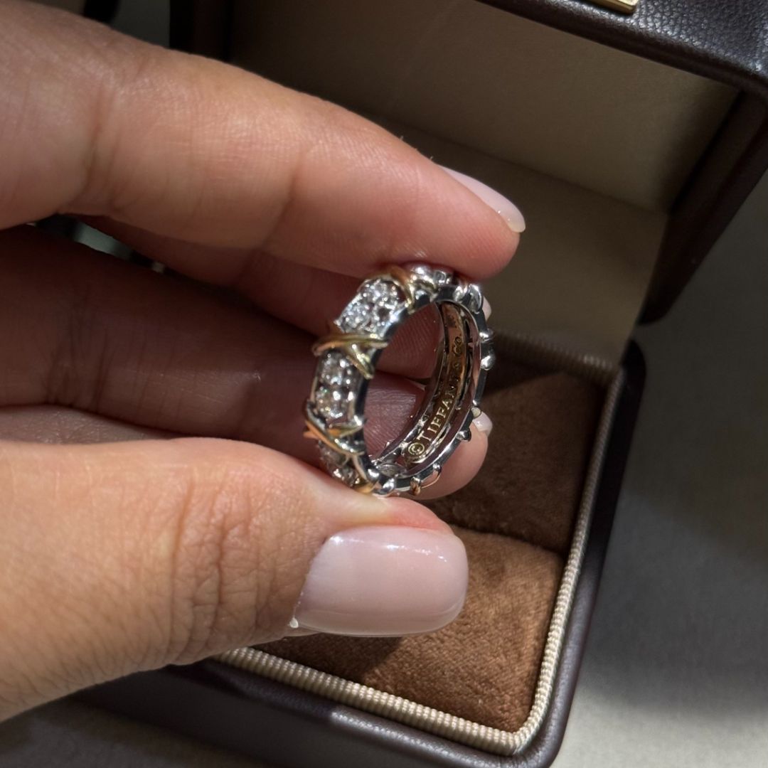 Кольцо Tiffany с золотыми вставками