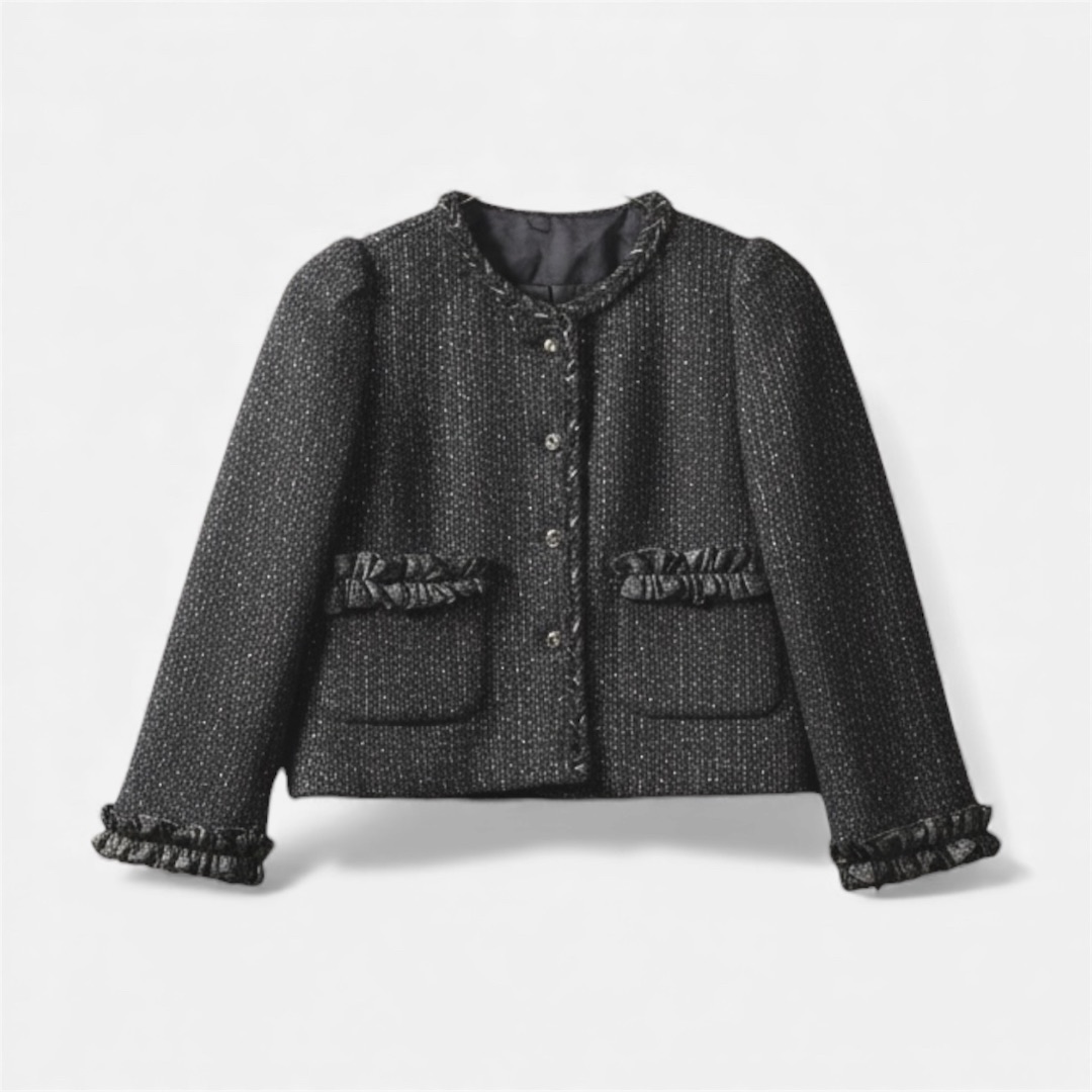 Черная жакет с рюшами