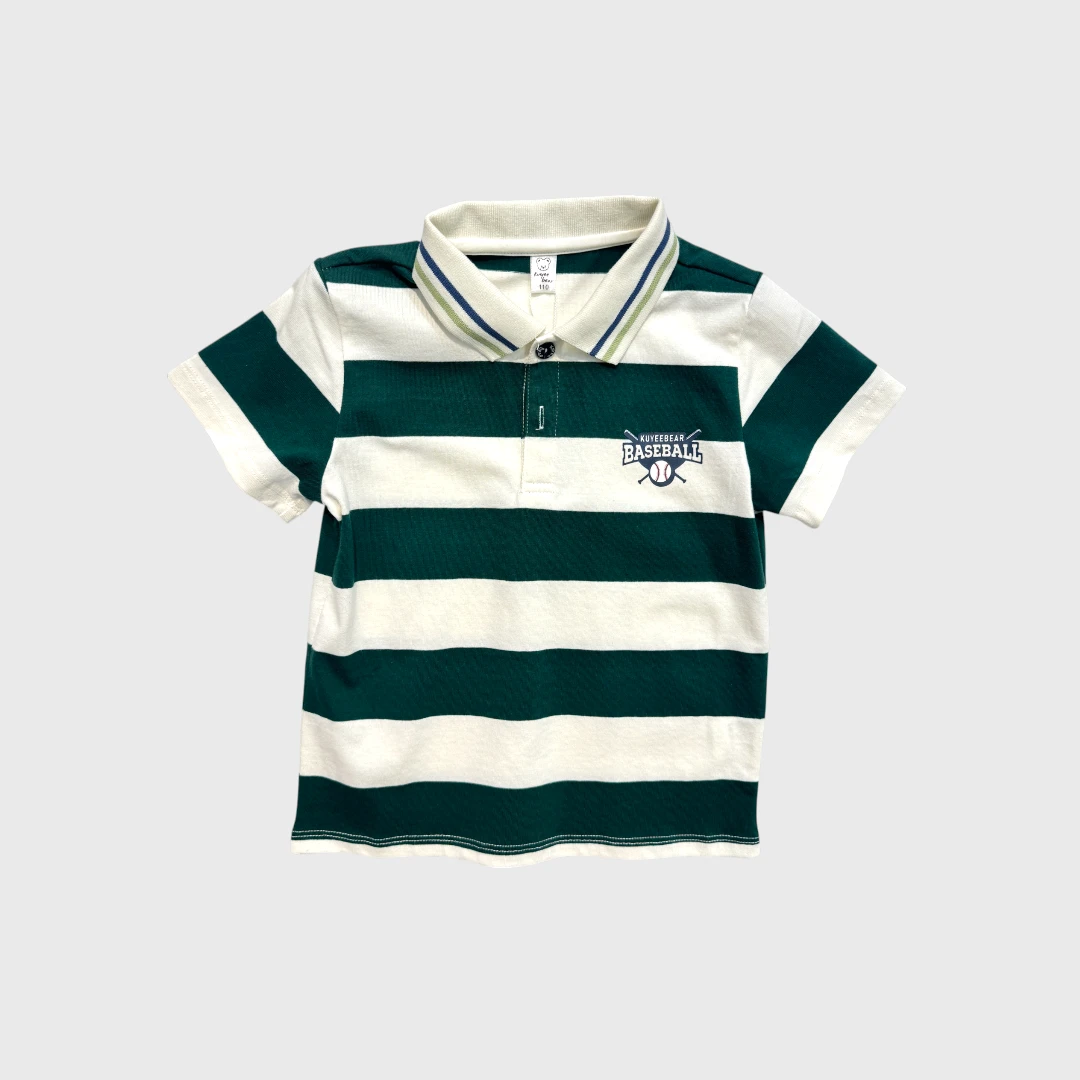 Поло в зеленую полоску