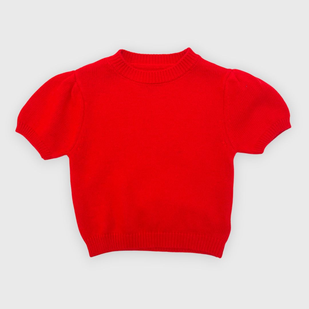 Красный топ вязаный