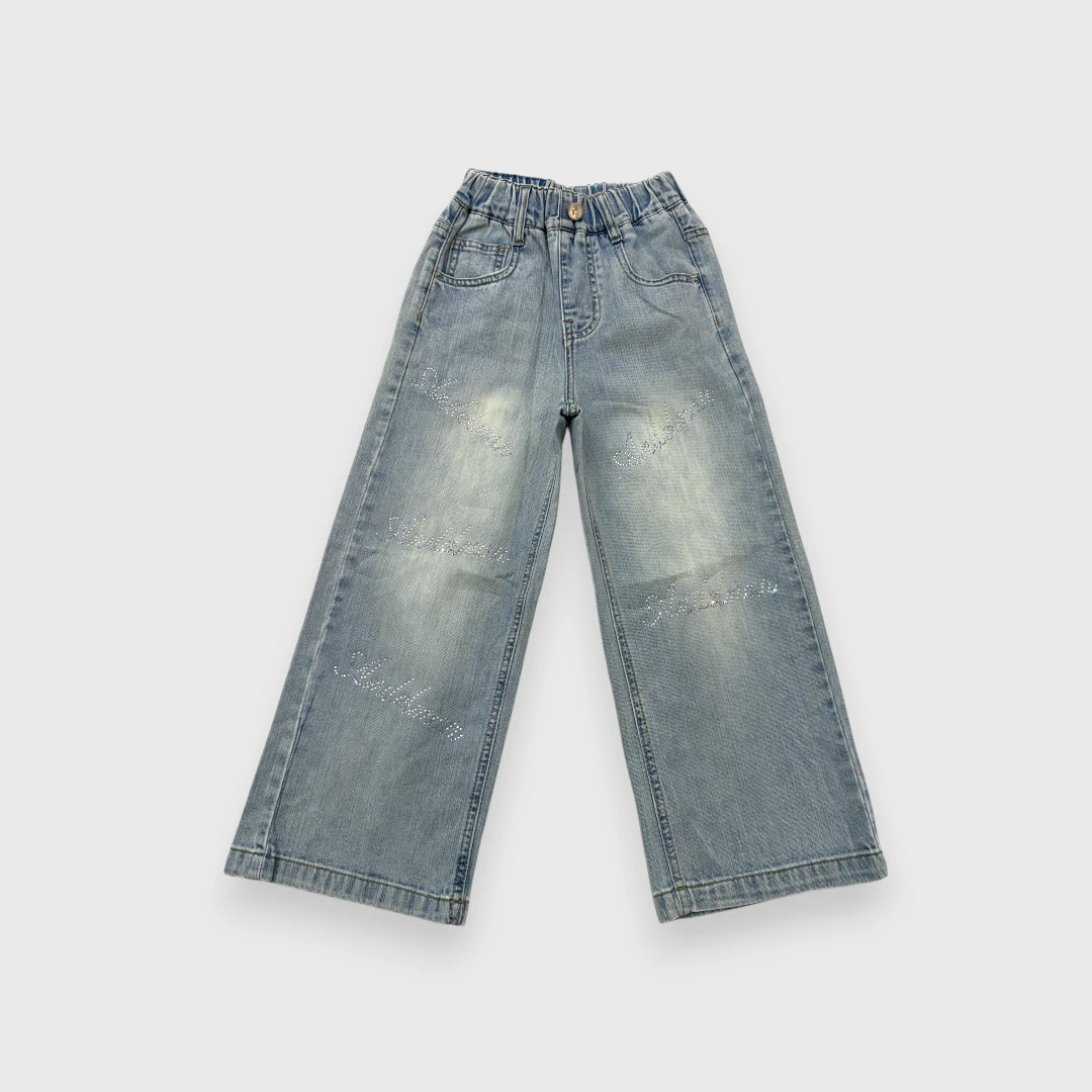 Синие джинсы со стразами