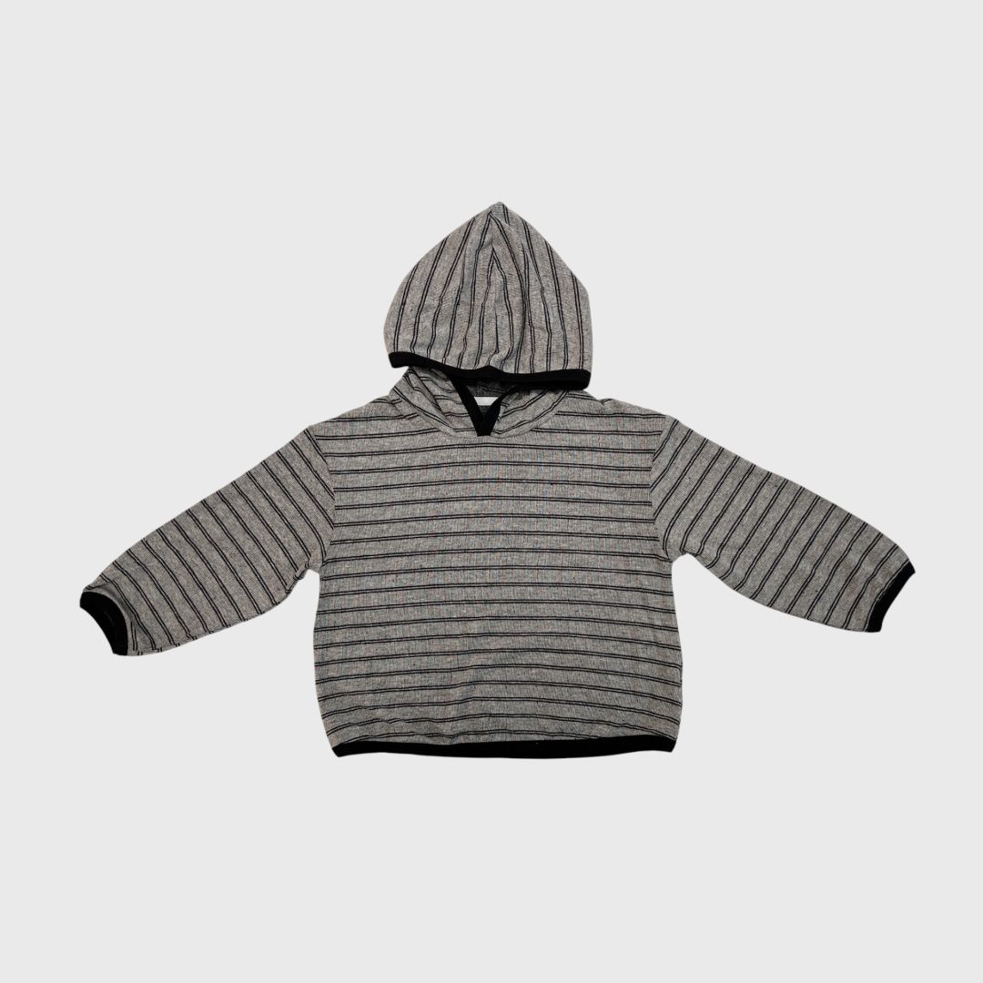 Серый худи с капюшоном в полоску