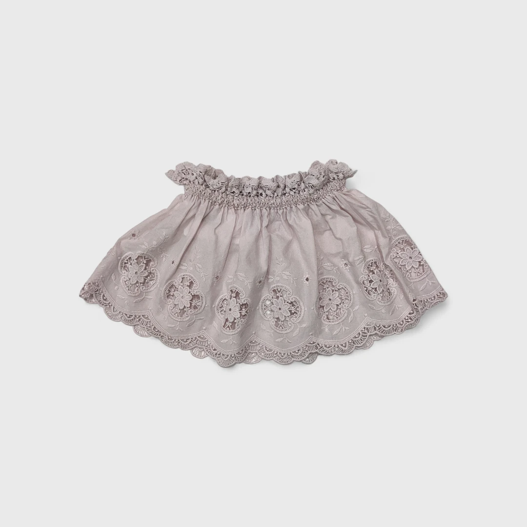 Сиреневая юбка с кружевом