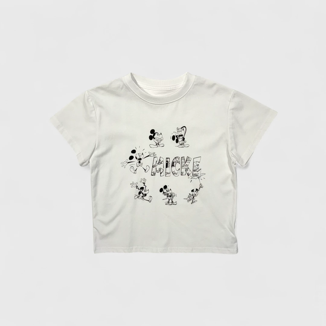 Белая футболка с принтом Mickey