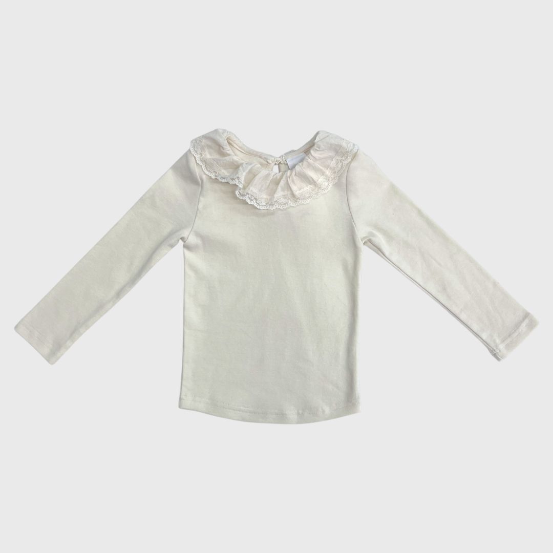 Белая кофта с рюшами