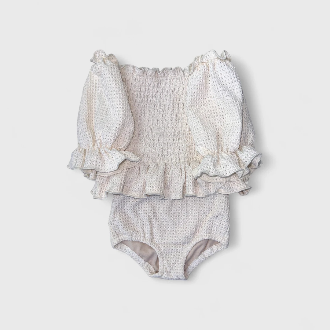 Белый купальник с рукавами для девочки