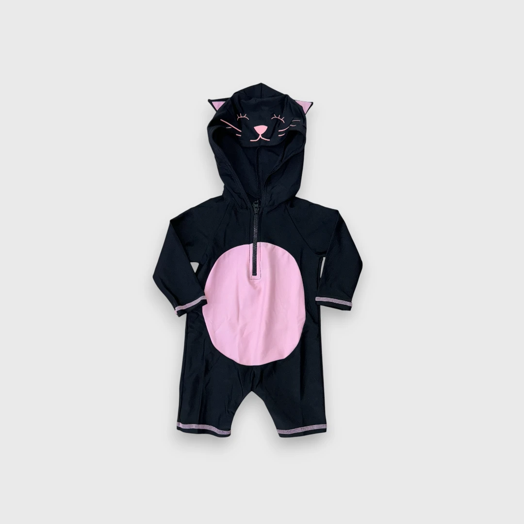 Чёрный комбинезон-купальник с капюшоном