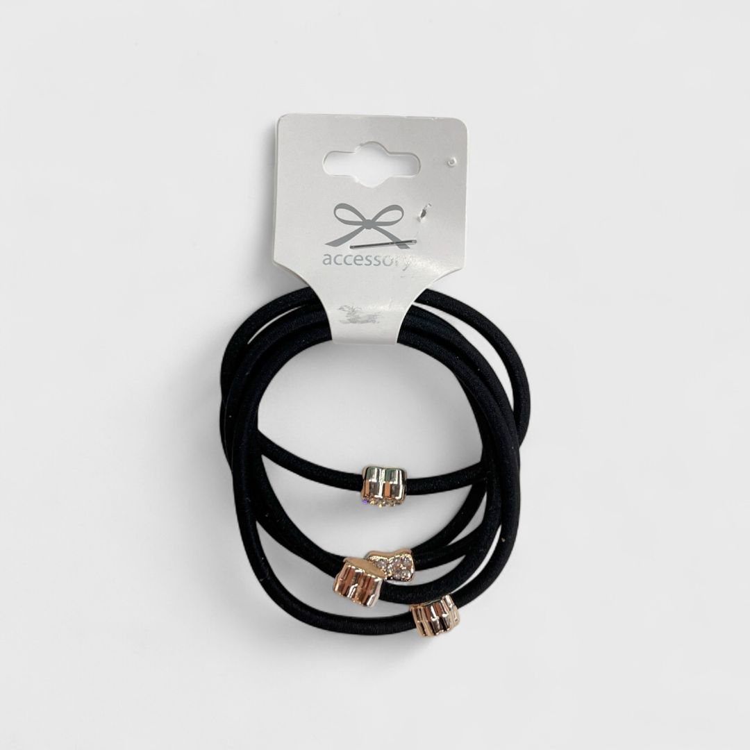Чёрные резинки для волос с украшением