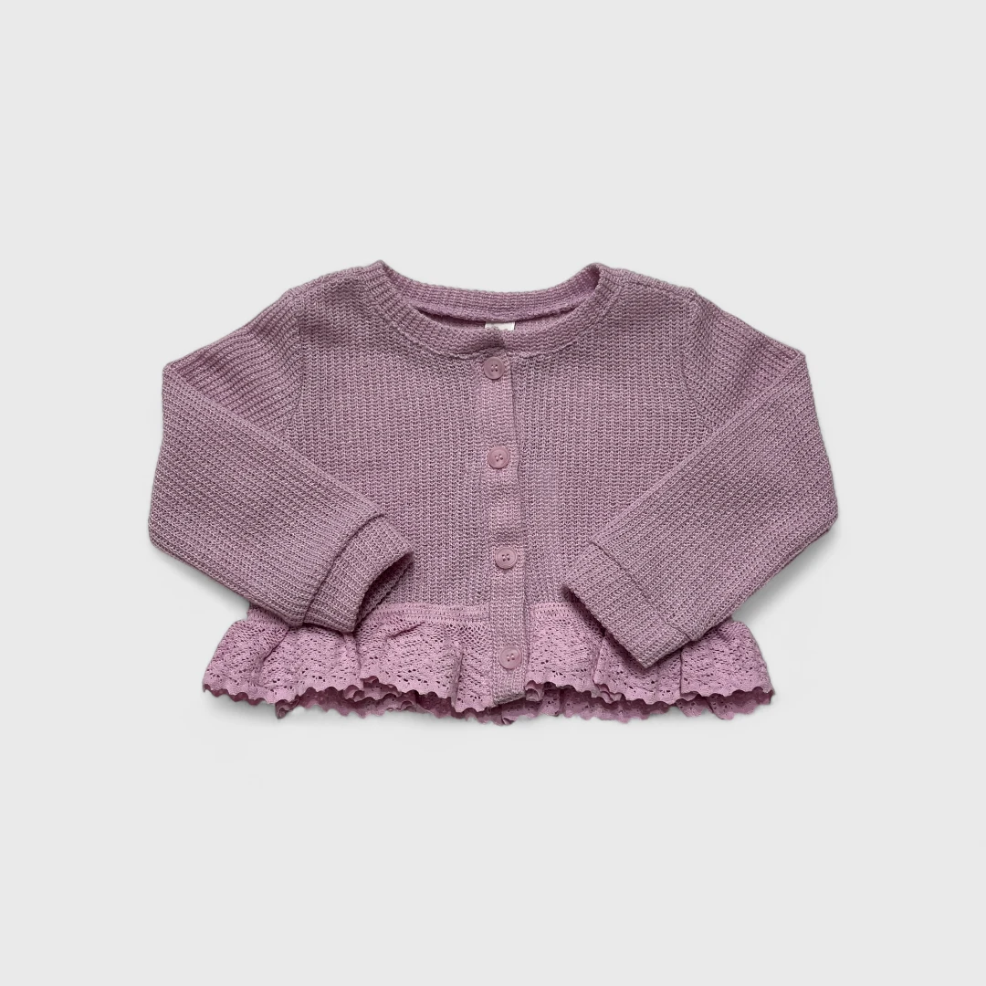 Пурпурный кардиган с рюшами