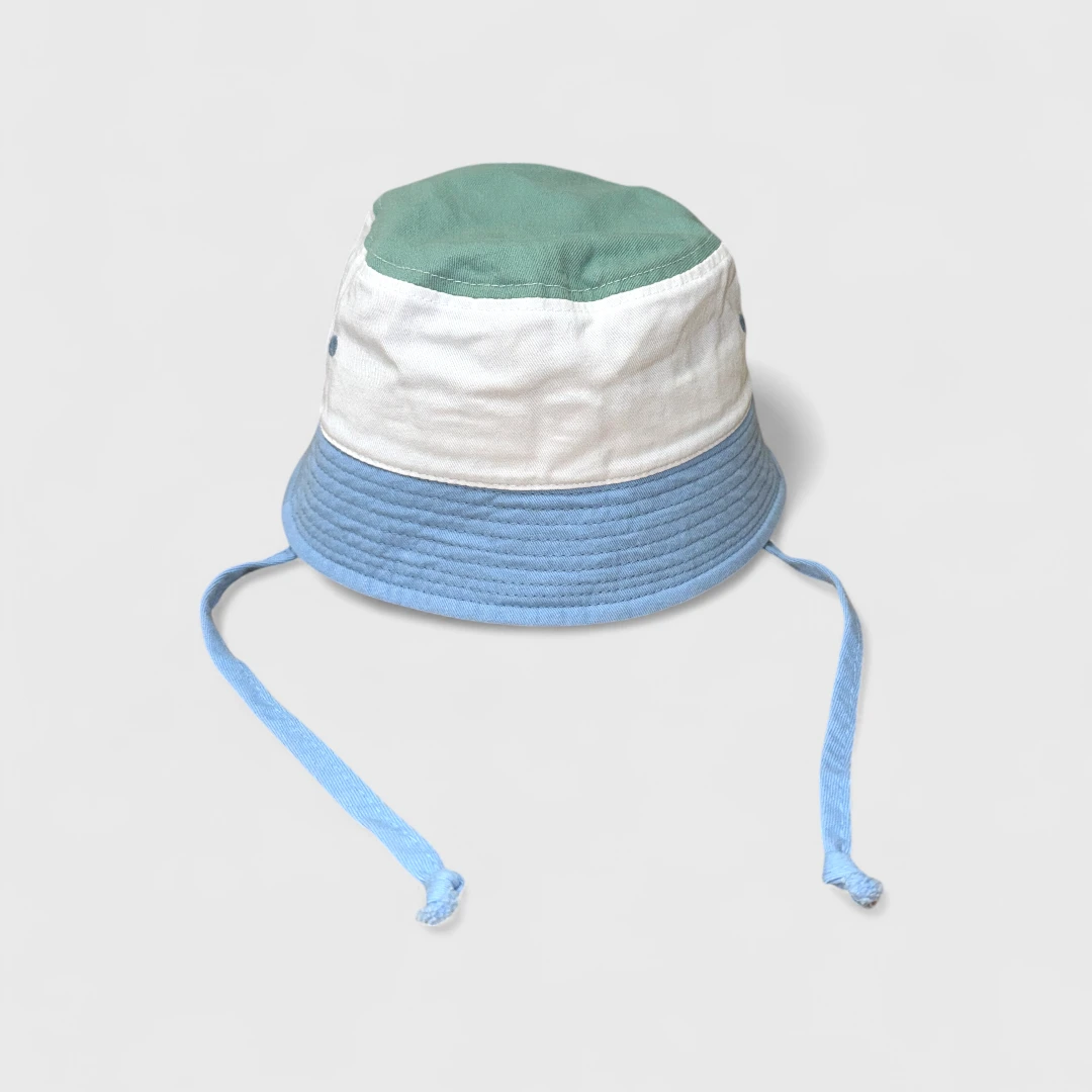 Многоцветная панама на завязке (голубая, розовая)