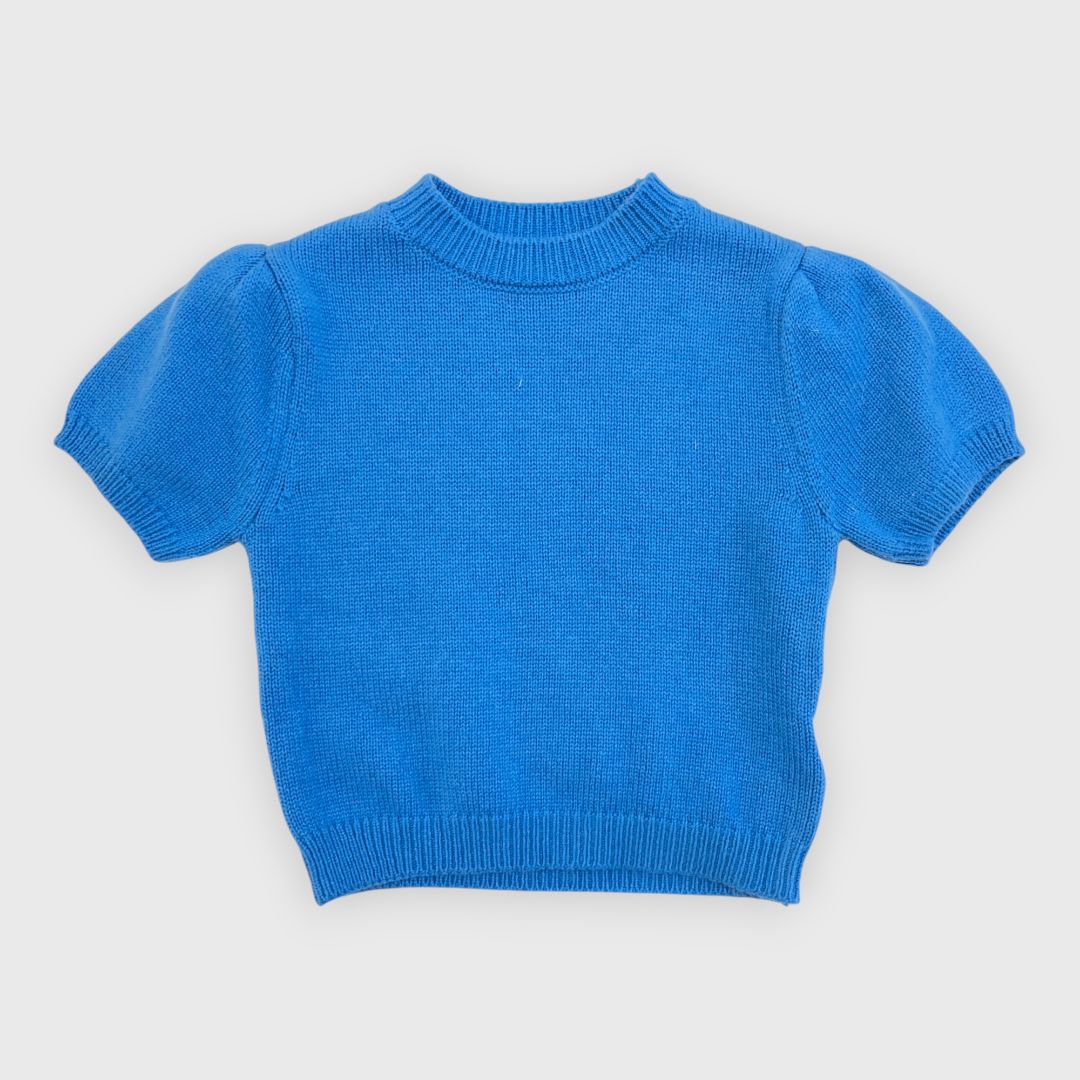 Синий топ вязаный