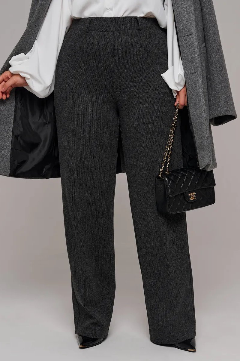 Серые утепленные шерстяные брюки