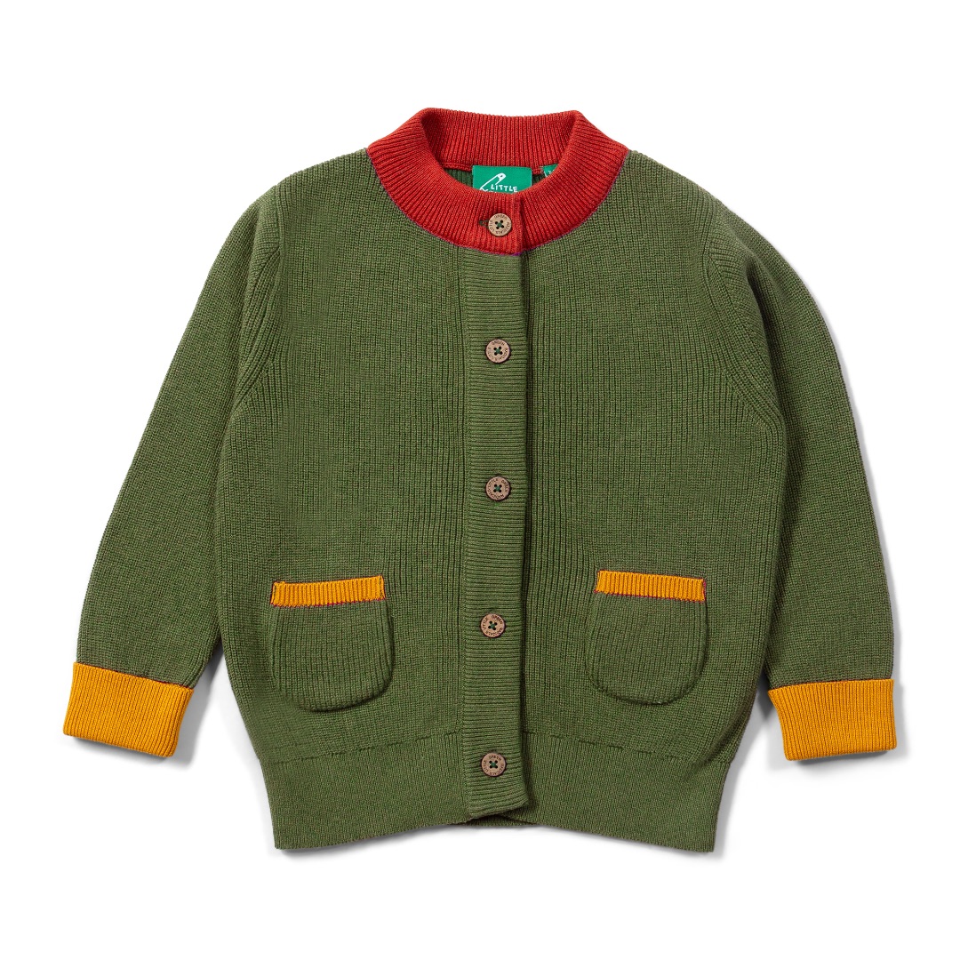 Вязаный зеленый кардиган колорблок Little Green Radicals ( Великобритания)