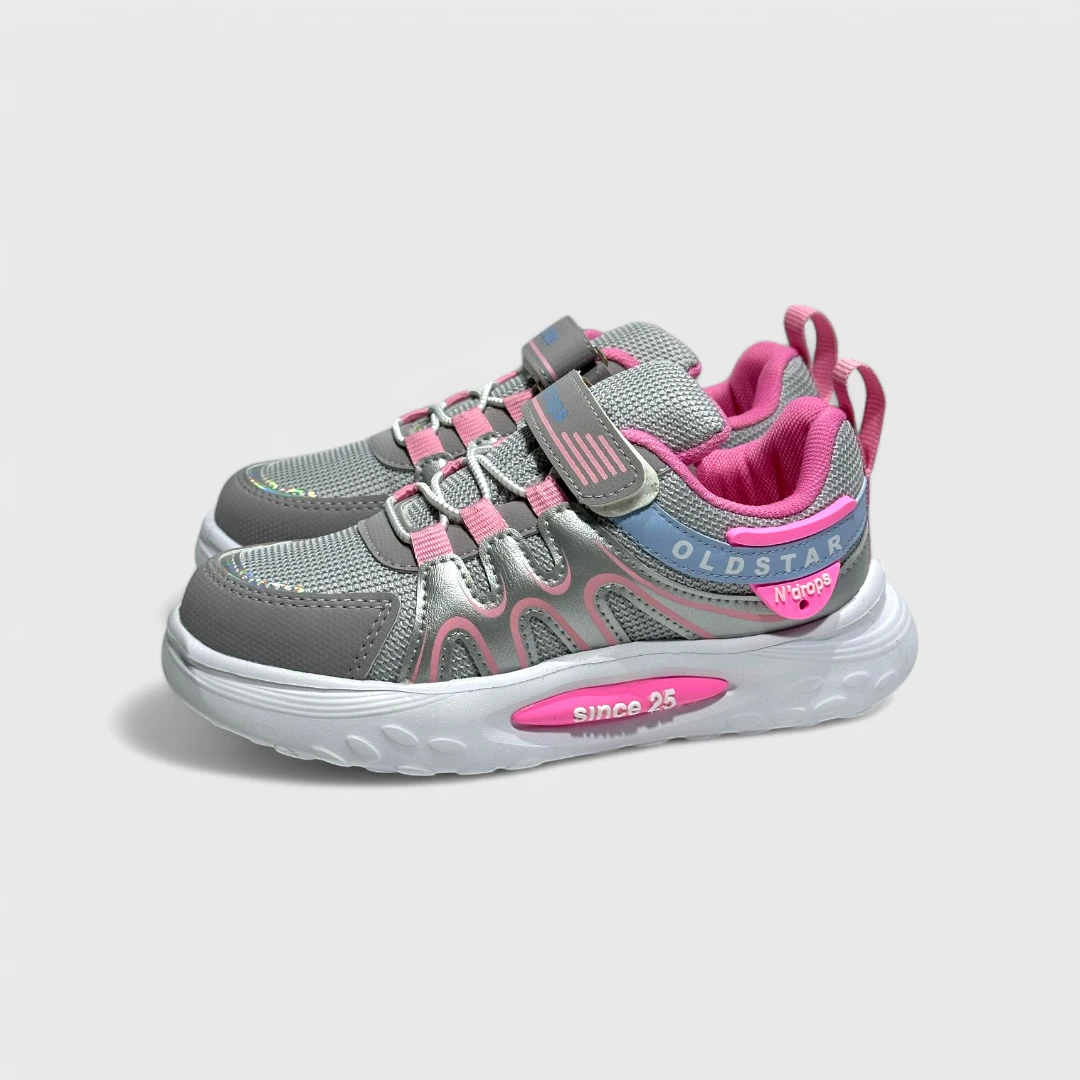 Серые кроссовки OLDSTAR с розовыми акцентами