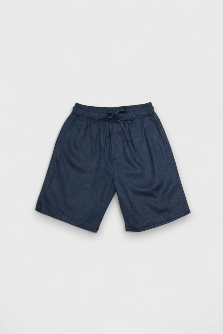 Темно-синие шорты из льна