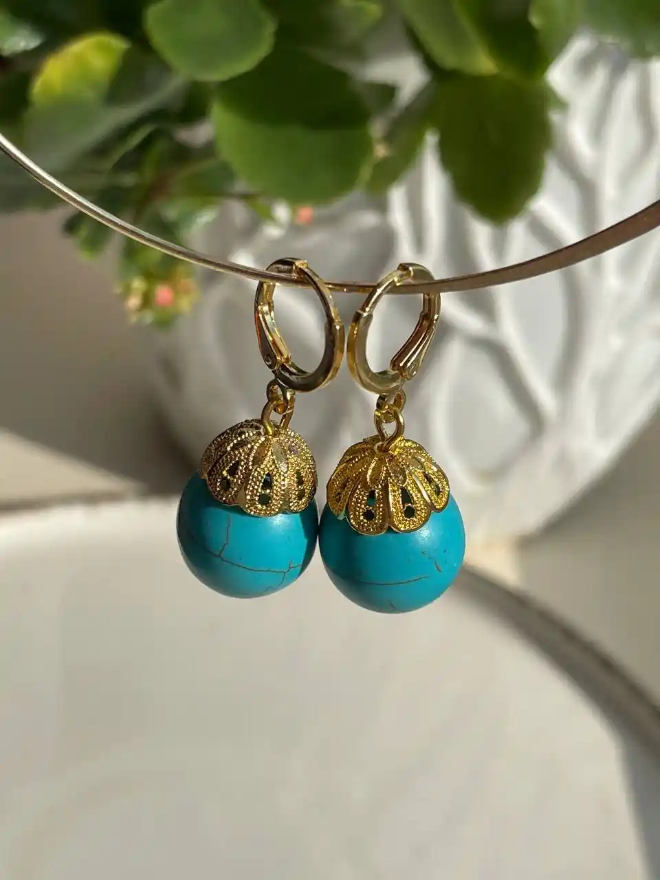 Серьги с бирюзовыми камнями