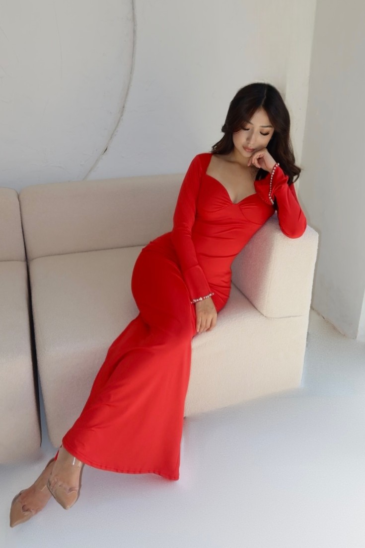 Lilya maxi dress in red