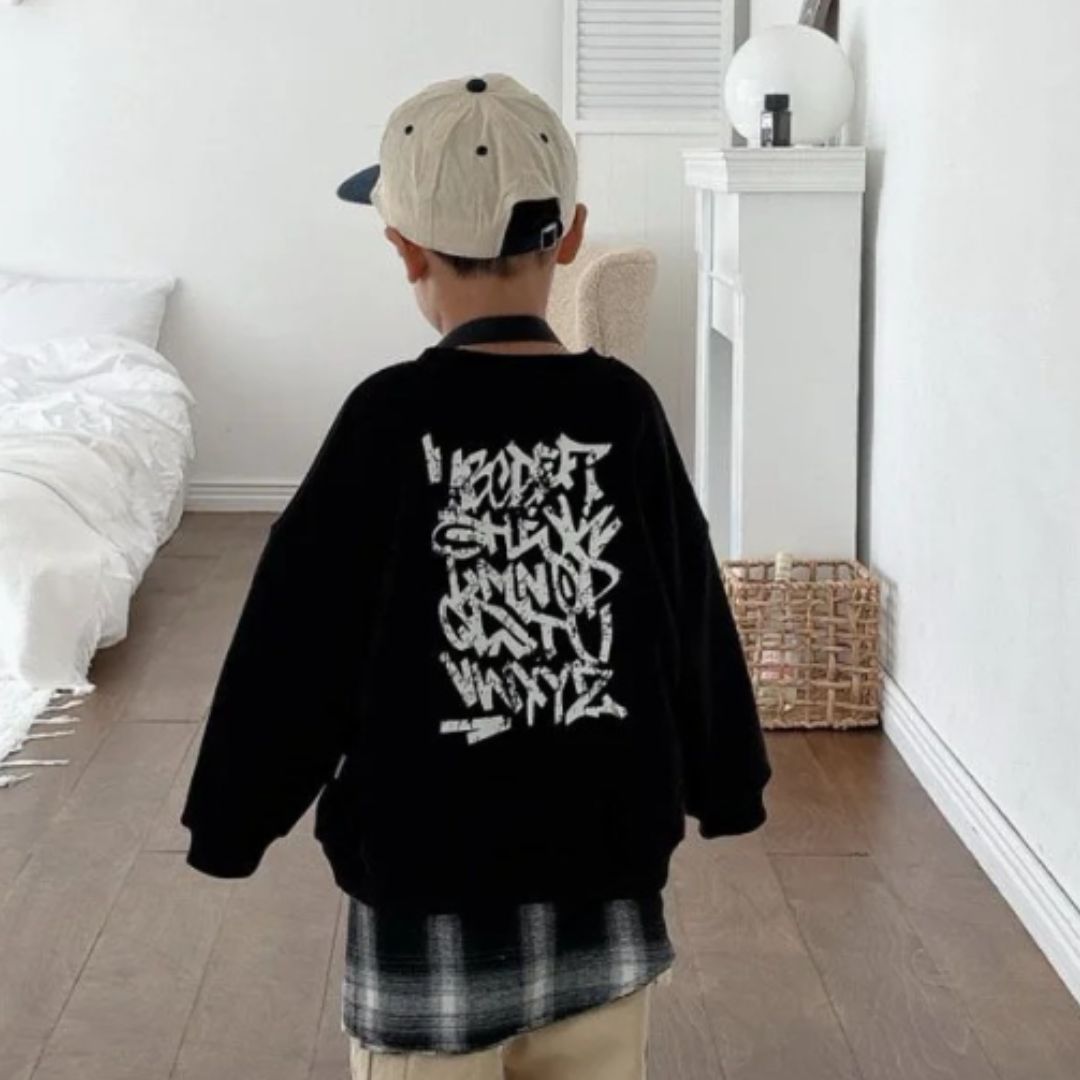 Черный свитшот с графитовым принтом