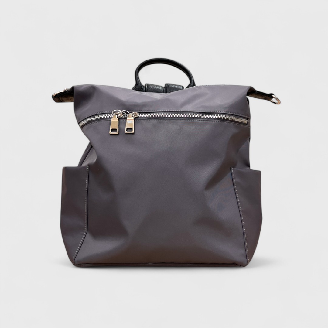 Темно-серый рюкзак с кожаной отделкой