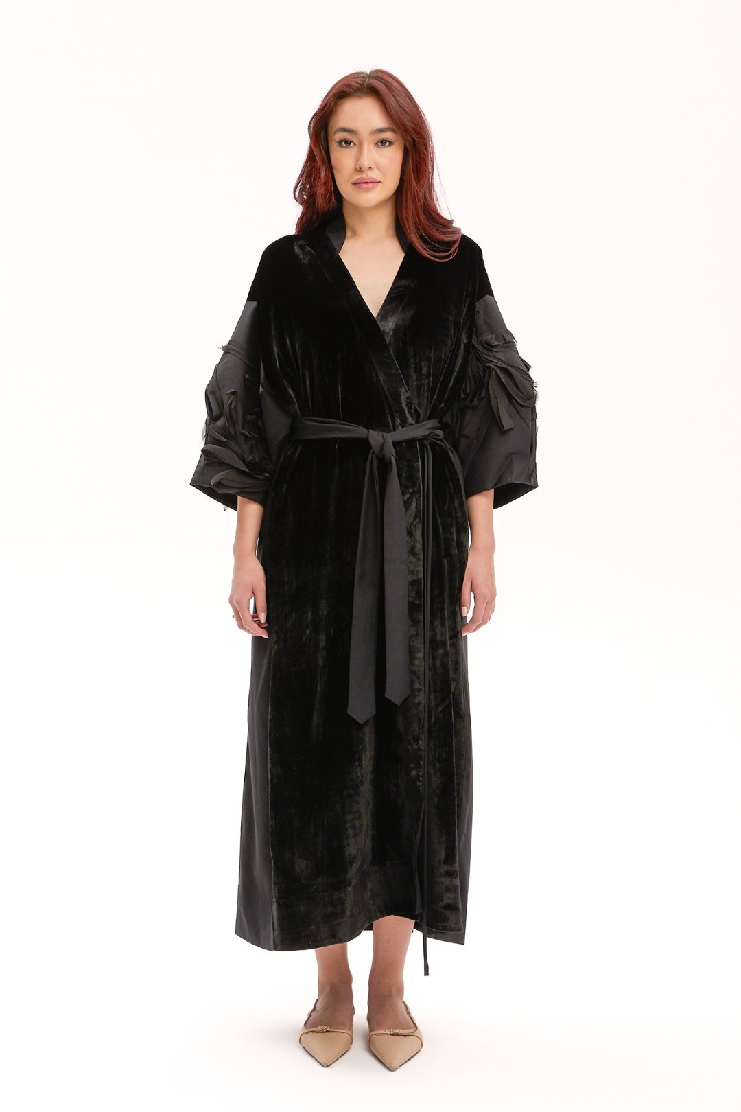 Razia Velvet-Trimmed Wrap Dress