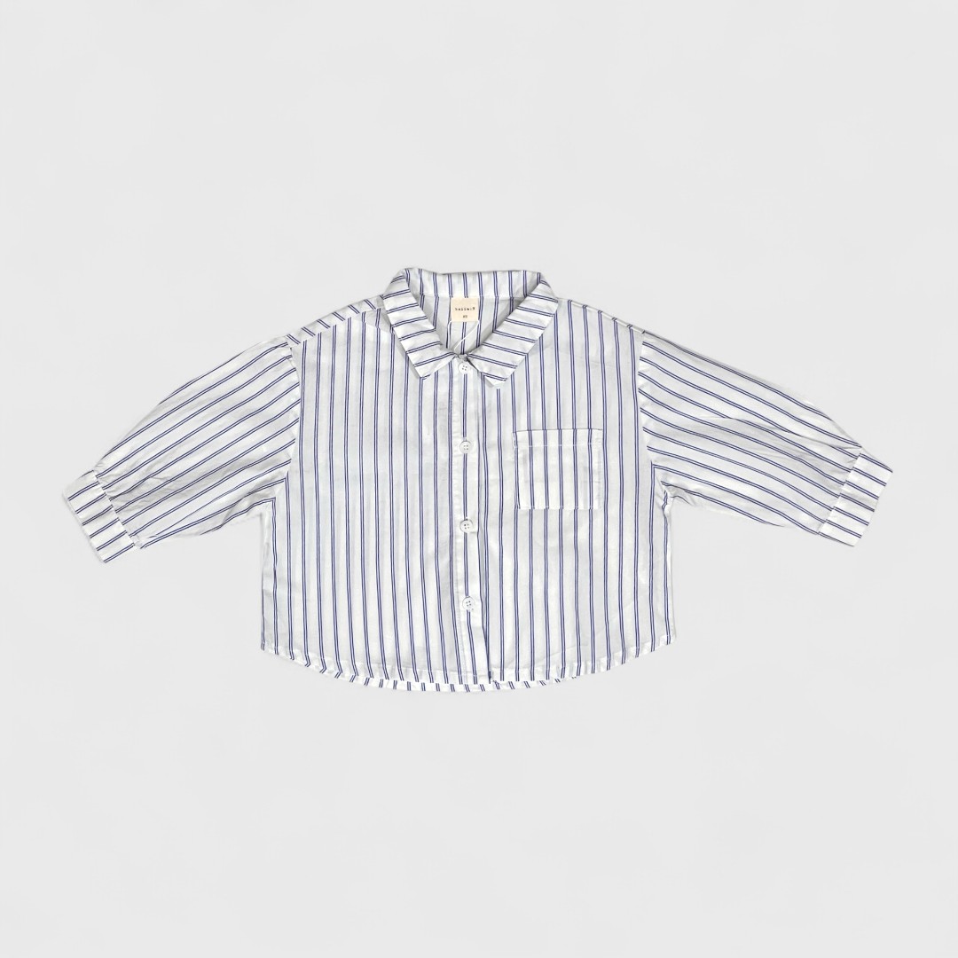 Рубашка в полоску бело-синяя