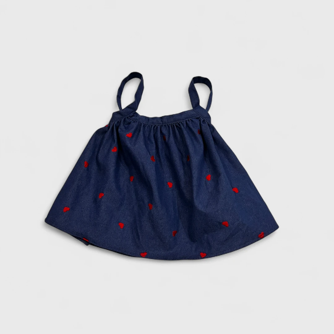 Джинсовый сарафан с сердечками