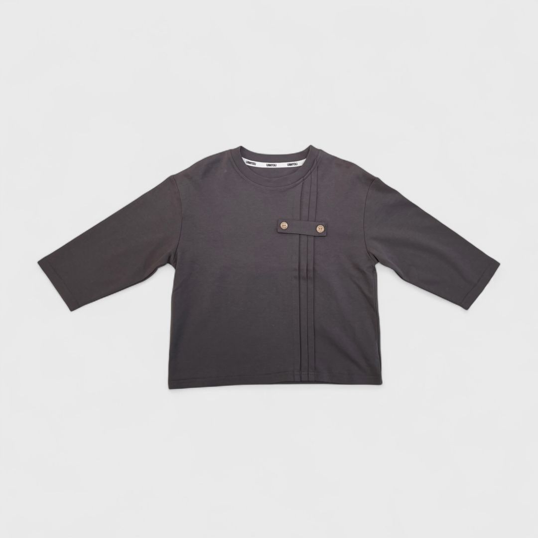 Темно-серый лонгслив с 2 пуговицами