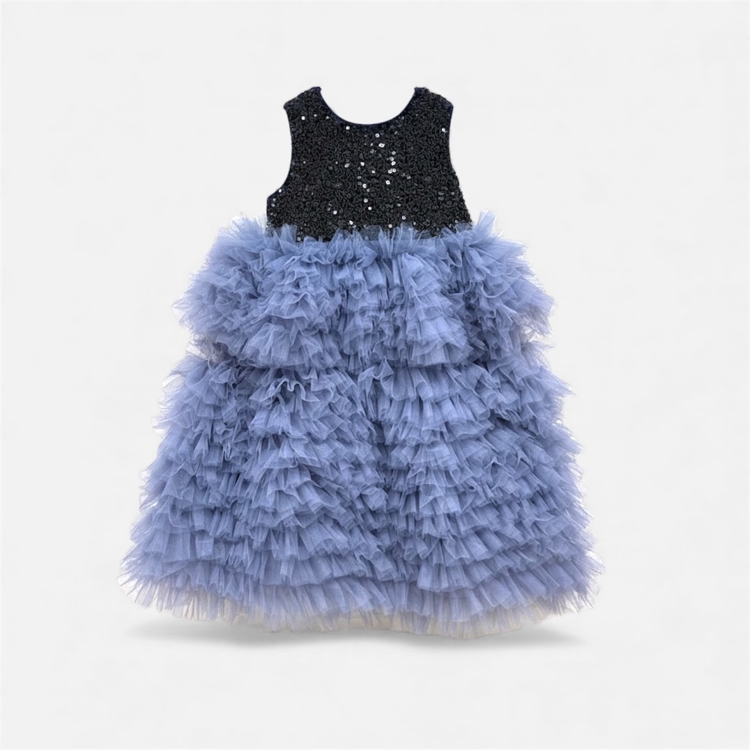 Платье с рюшами синего цвета