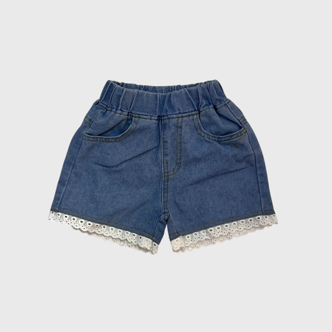 Синие джинсовые шорты с кружевом