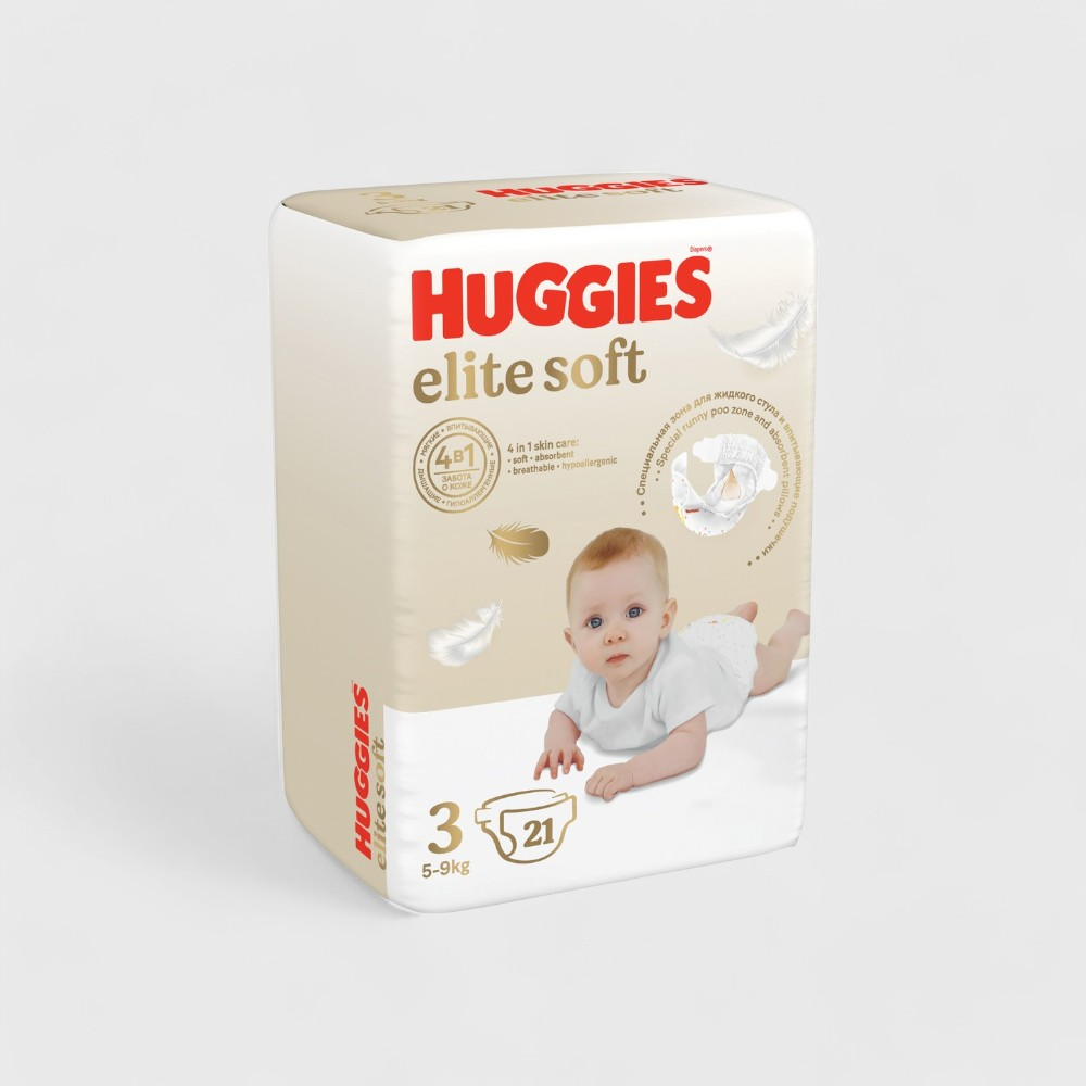 Huggies Elite Soft подгузники (3) 5-9кг 21шт