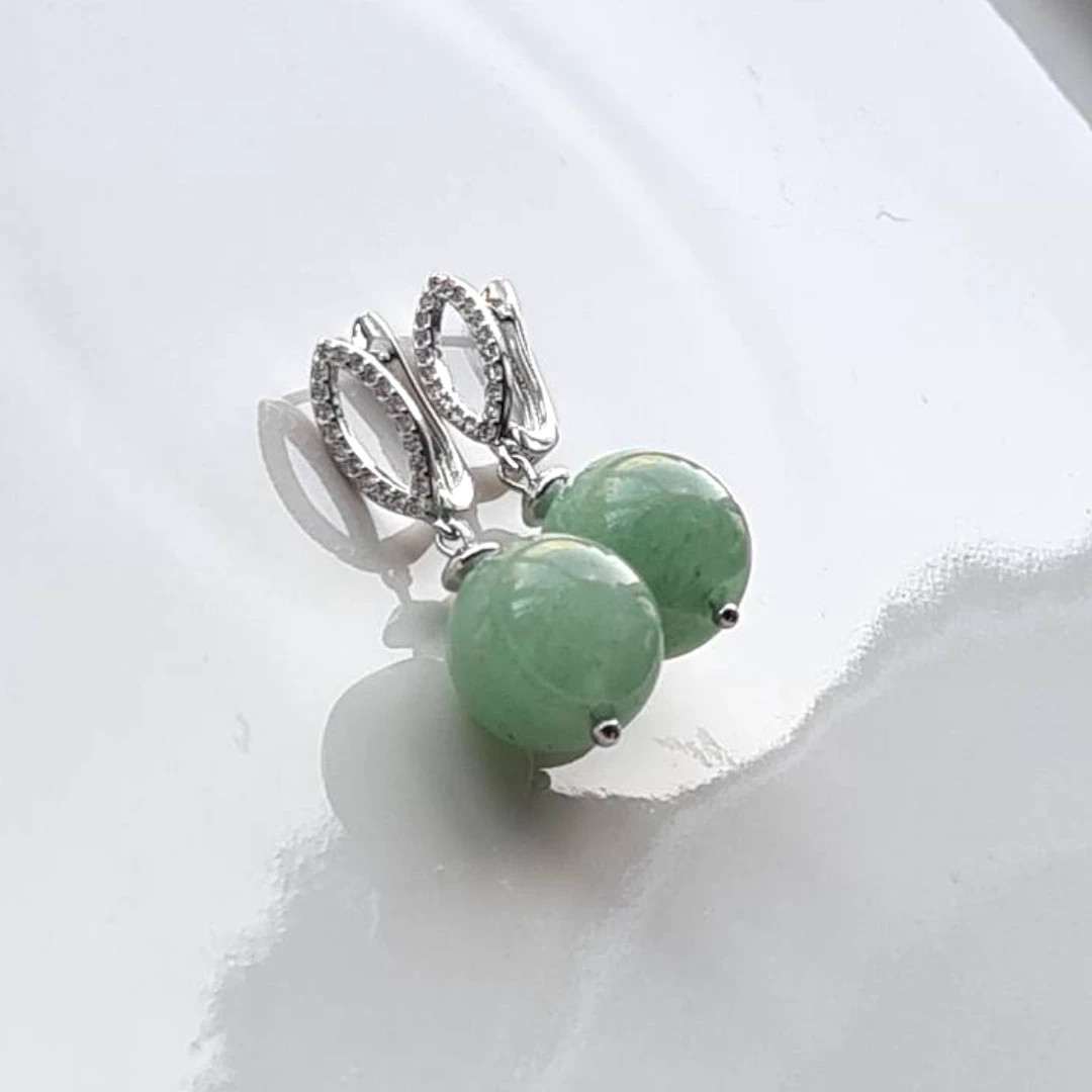 Серьги из натурального нефрита