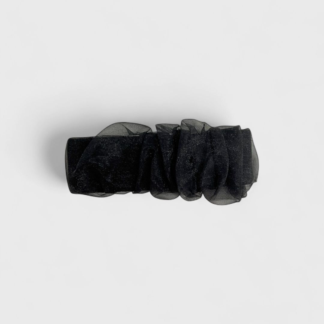 Черная резинка для волос с рюшами