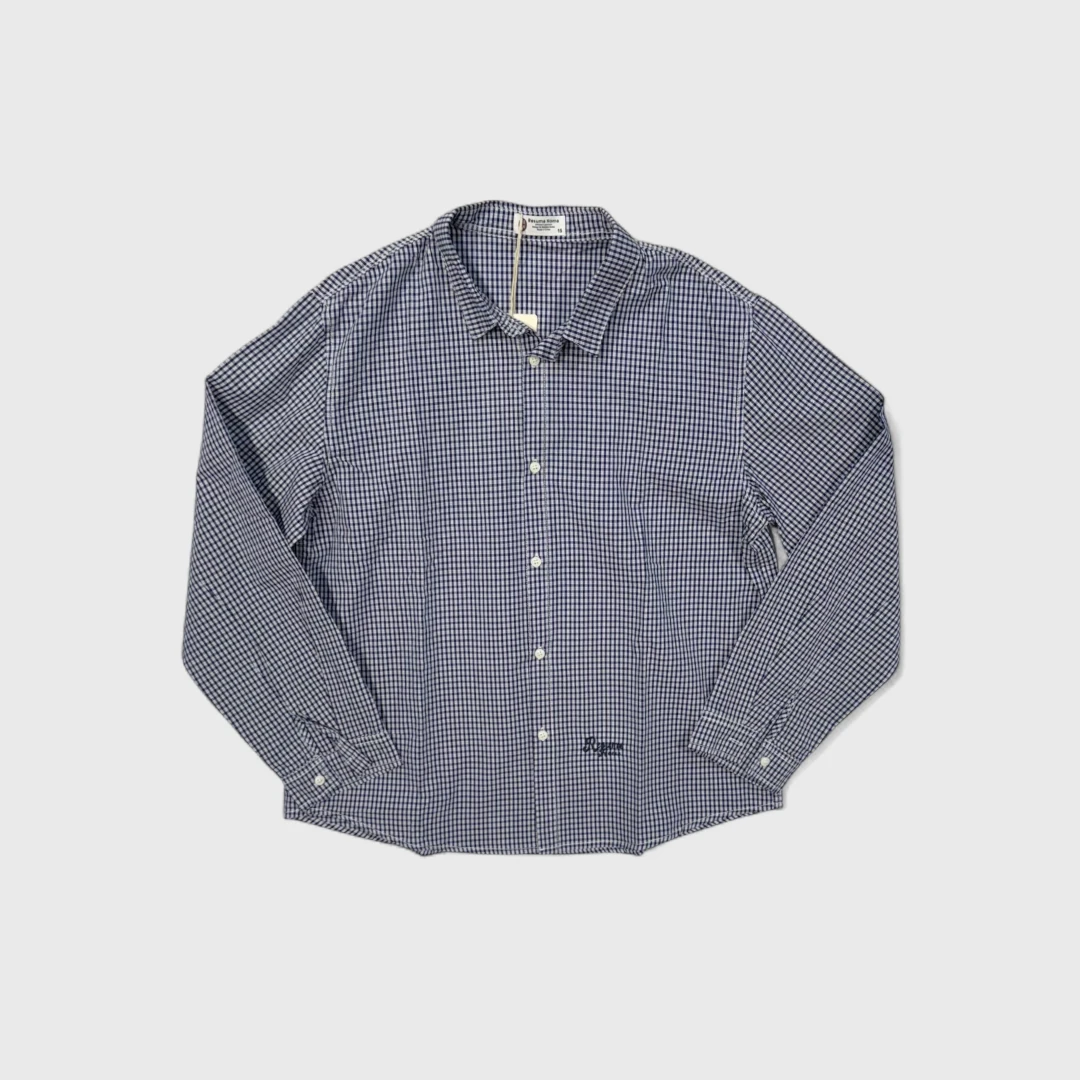 Рубашка в клетку сине-белая