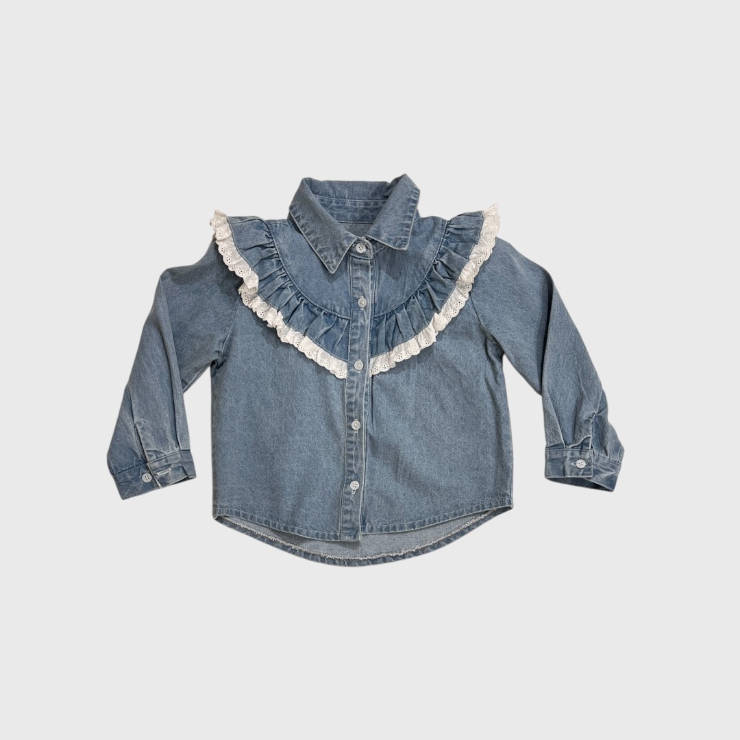 Джинсовая рубашка с рюшами